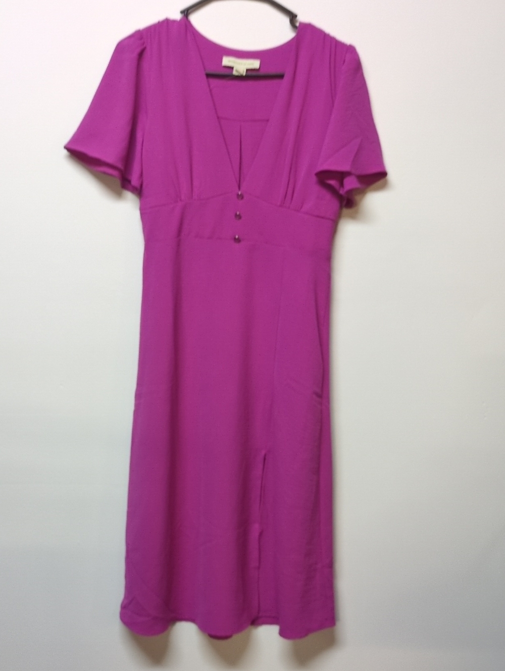 Monteau Pink Flutter Sleeve Wrap Midi Dress, Size M